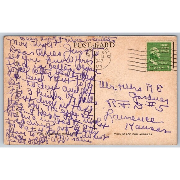 RPPC Postcard Old Covered Bridge Over Saxtons River Vermont Posted 1947 Photolux - Picture 2 of 2